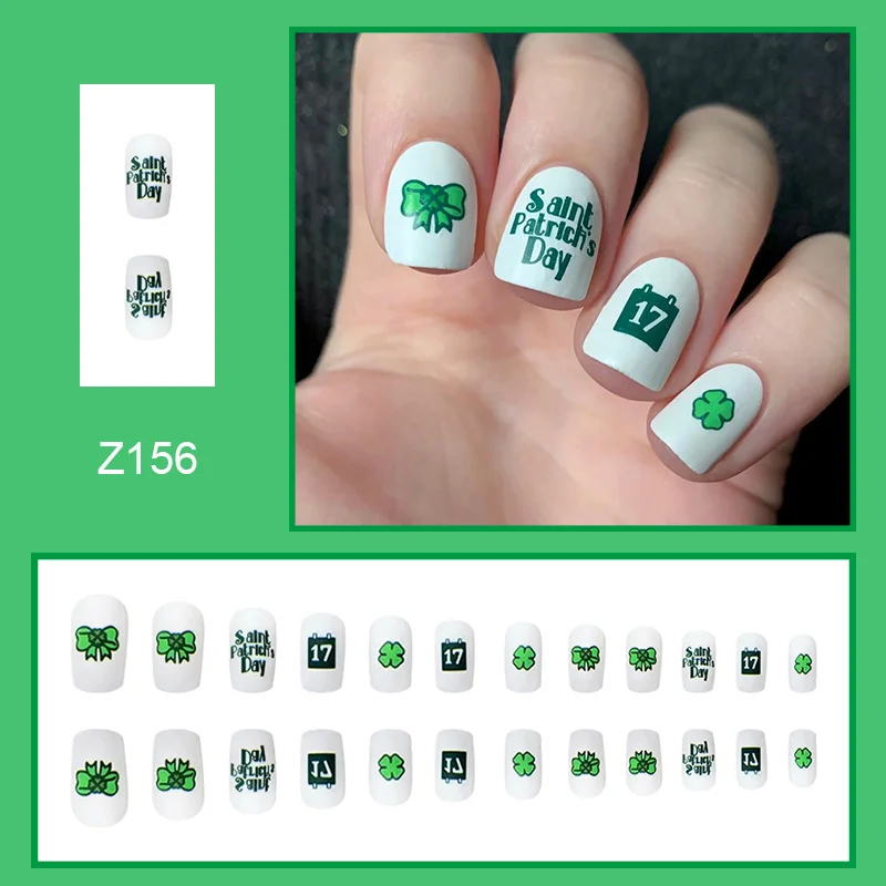 Churchf Nail Nail Square St. Patrick's Day Clover Scrub Finished Lucky Grass Nail Patch