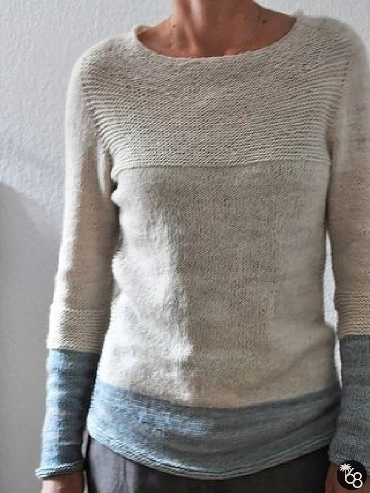 Color-Block Long Sleeve Casual Sweater | 168DEAL