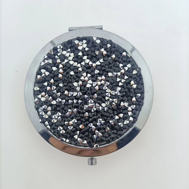 Retro Crystal Stick-on Round Double-sided Portable Mini Mirror