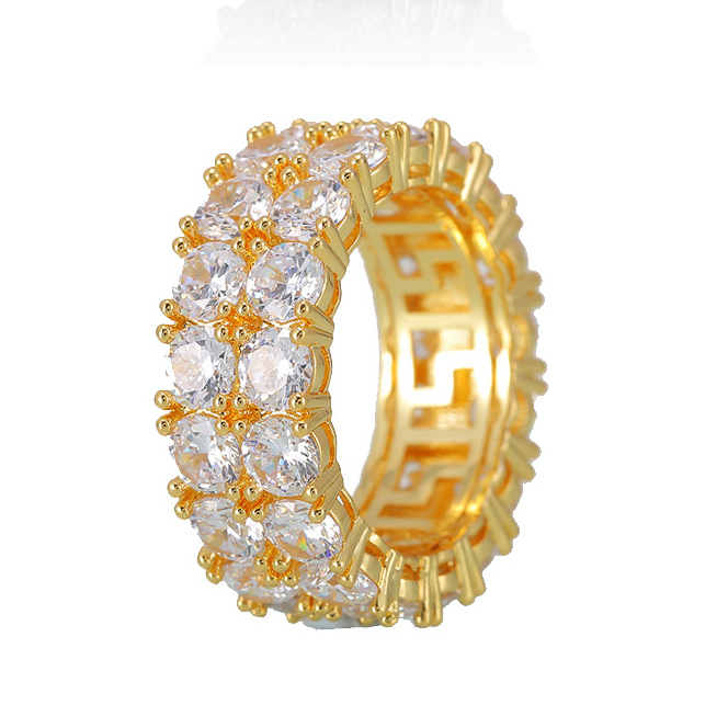 Hip Hop Double Row Diamond Fashion Ring