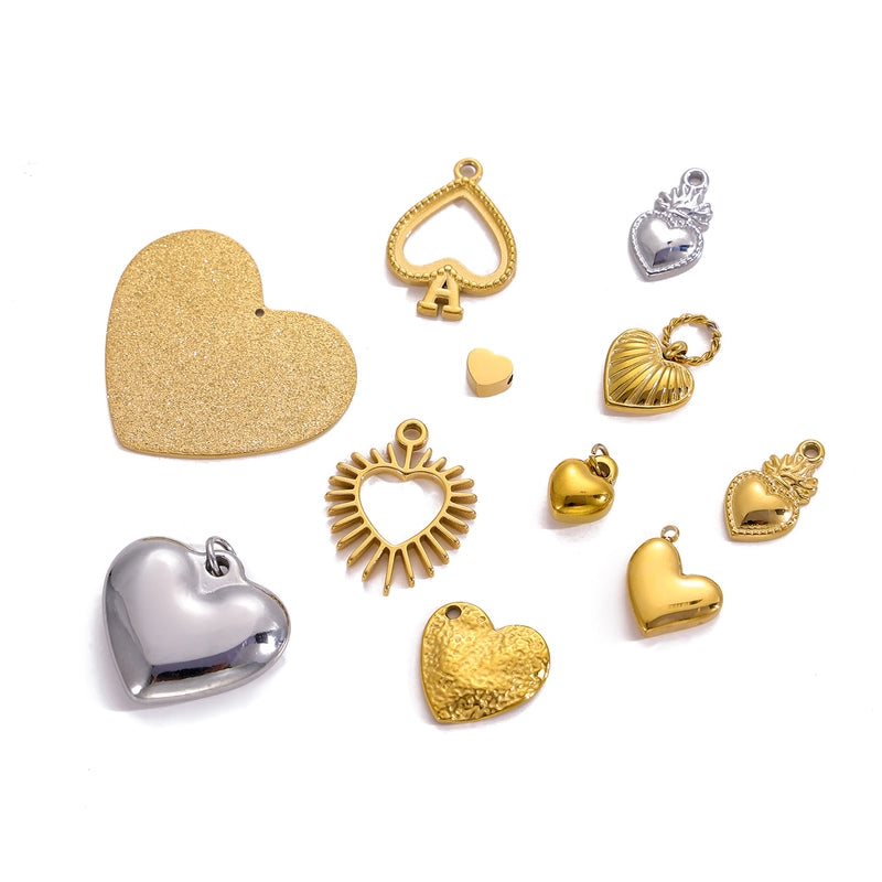 1 Piece 8 * 15mm 304 Stainless Steel Heart Shape Polished Pendant Chain Jewelry Accessories