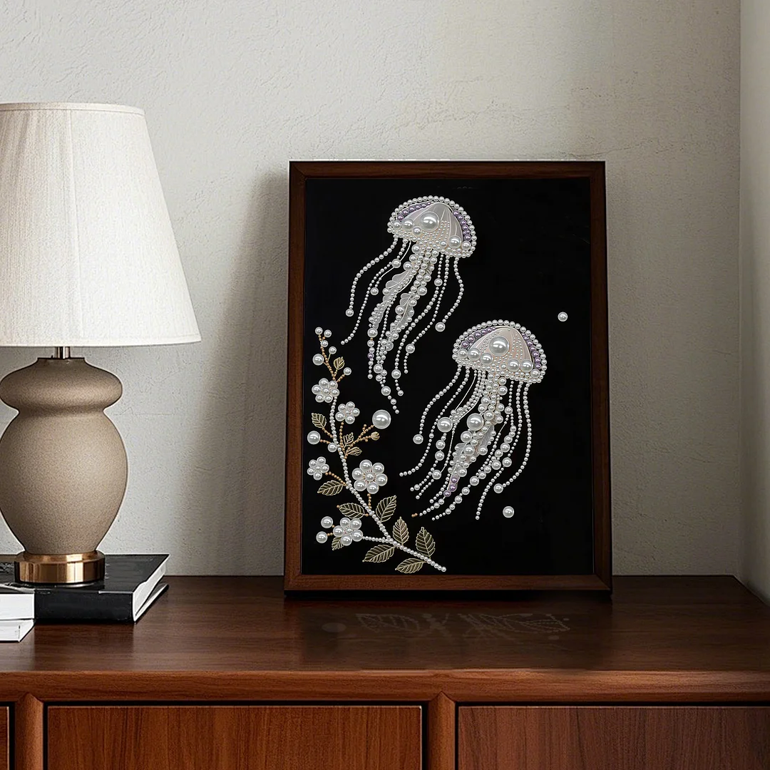 Pink Jellyfish Special Shaped 5D DIY Partial Drill Diamond Painting Kits Wall Decor 35x45cm