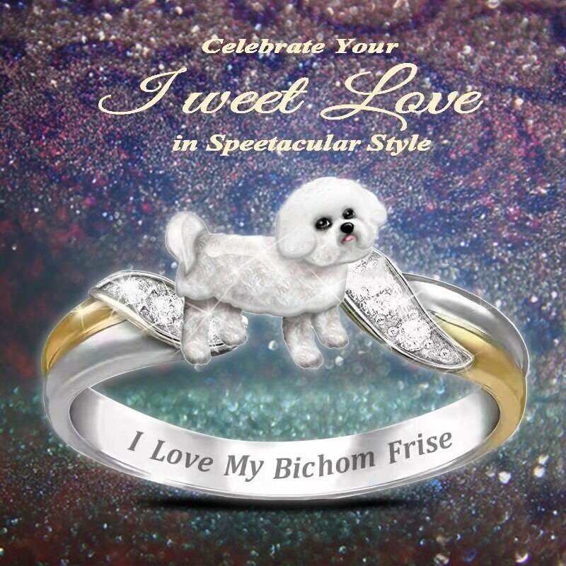 Crystal Dog Memorial Ring For Dog Lover