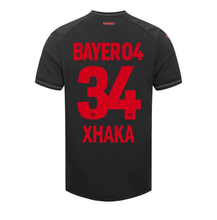 Bayer Leverkusen Granit Xhaka 34 Home Shirt Kit 2023-2024