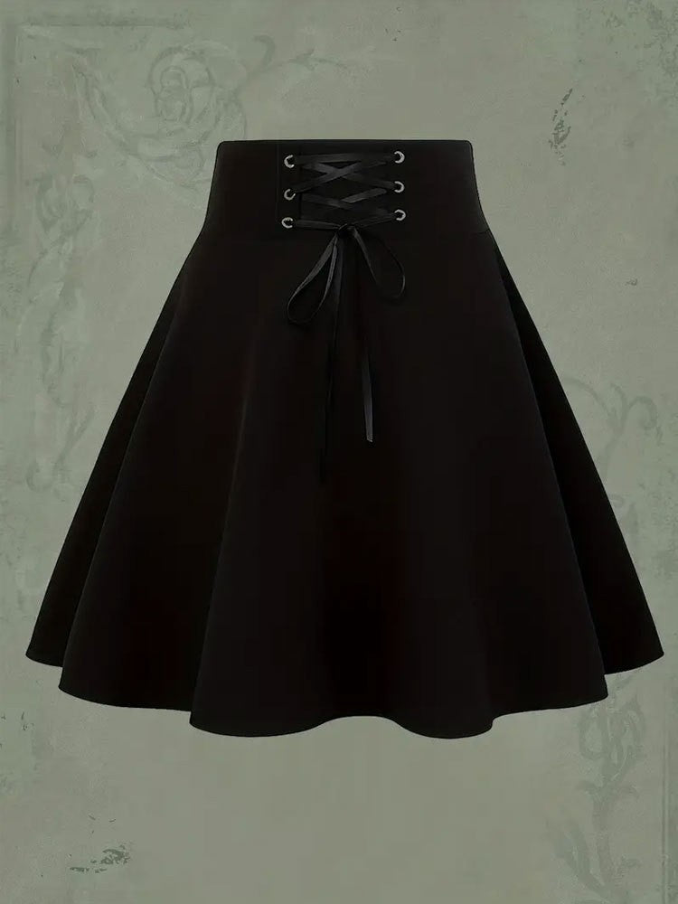 Aiertu guys in skirts Million Holy Festival Gothic High Waist Mini Skirt Elastic Strap A- line Skirt aiertu