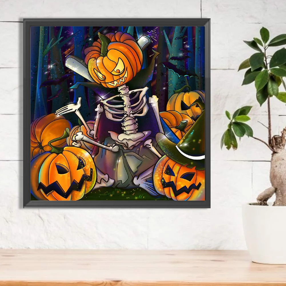 Diamond Painting - Full Round Drill - Skull Pumpkin(Canvas|30*30cm)
