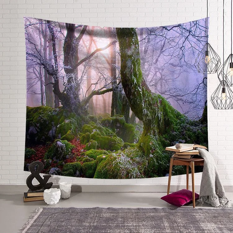 Psychedelic Forest Tapestry Wall Hanging Tapestry Blanket Farmhouse Decor Window Tapestry Headboard Polyester Yoga Shawl