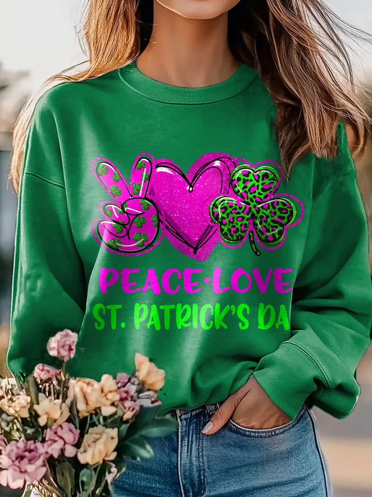 Peace Heart St. Patrick Art Print Casual Sweatshirt