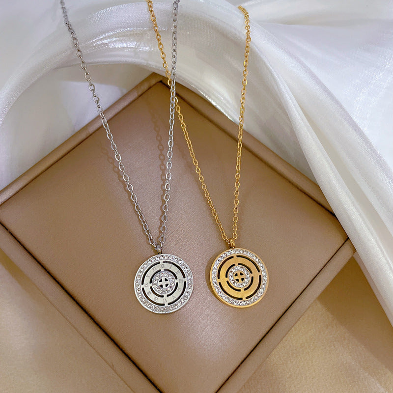 Women Cartoon Gourd Lotus Pod Clover Tree Wheat Cactus Flower Peach Blossom Leaf Geometric Titanium Steel Electroplating Necklaces