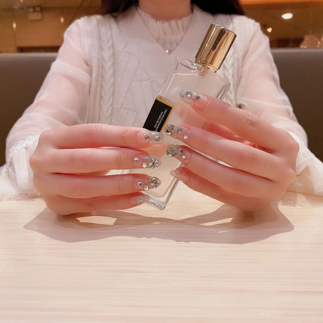 Weding accessories 24pcs/set  press on nails  Printing artificial nails Design Rose Red Blue Fake Nail With Glue Nail Tips 11.11-Nail Inspo