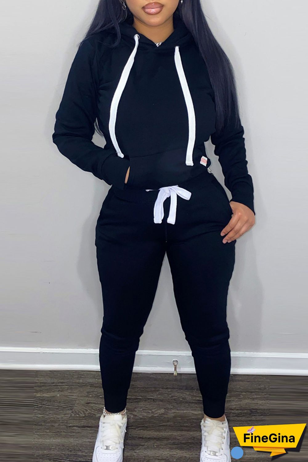 Khaki Casual Solid Patchwork Hooded Collar Long Sleeve Two Pieces