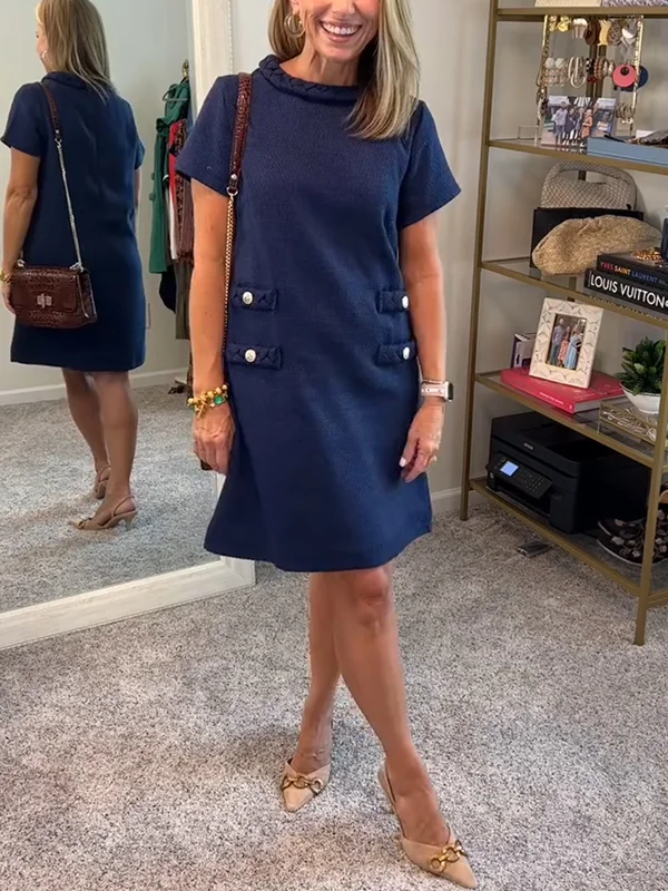 NEW🔥 Round Neck Tweed Dress