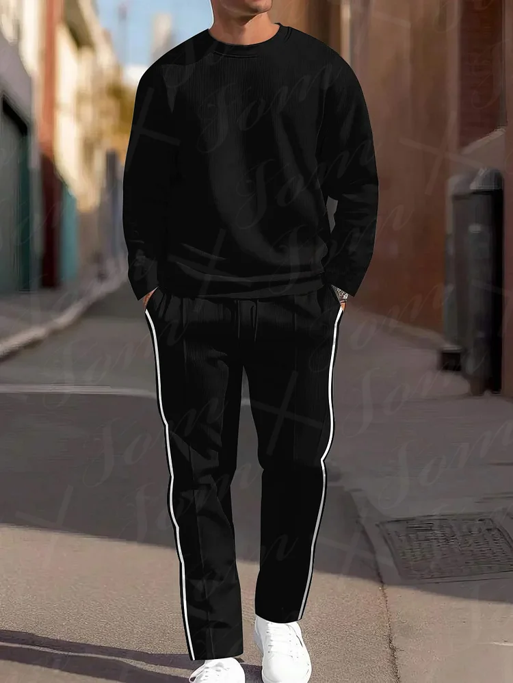 Men Casual Printed Hoodied and Pants Suit