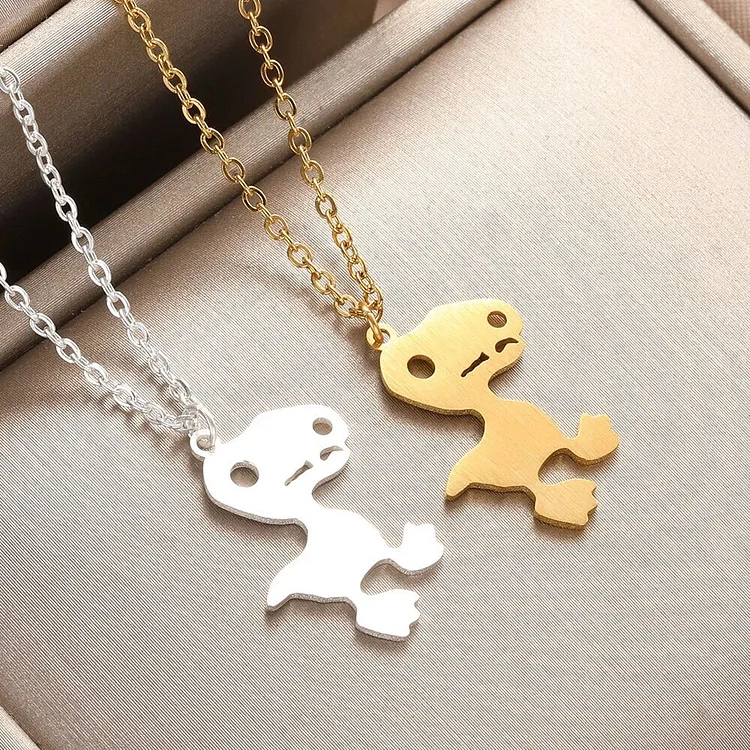 Fulaigao Stainless Steel Dinosaur Necklace Cartoon Dinosaur Elephant Pendant Fashion Cute Jewelry for Women Girls Men Holiday Gift