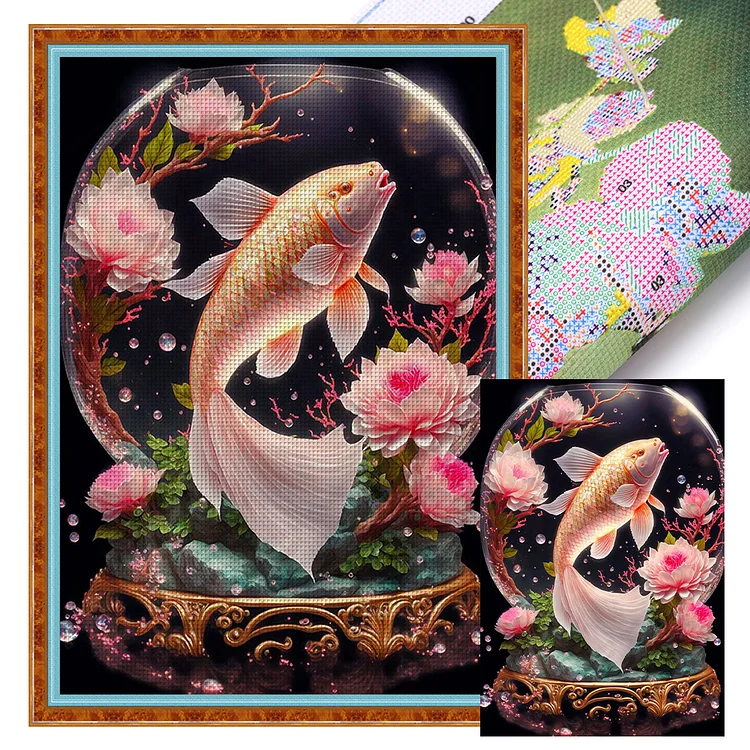 Crystal Ball Koi (40*50cm) 11CT Stamped Cross Stitch gbfke