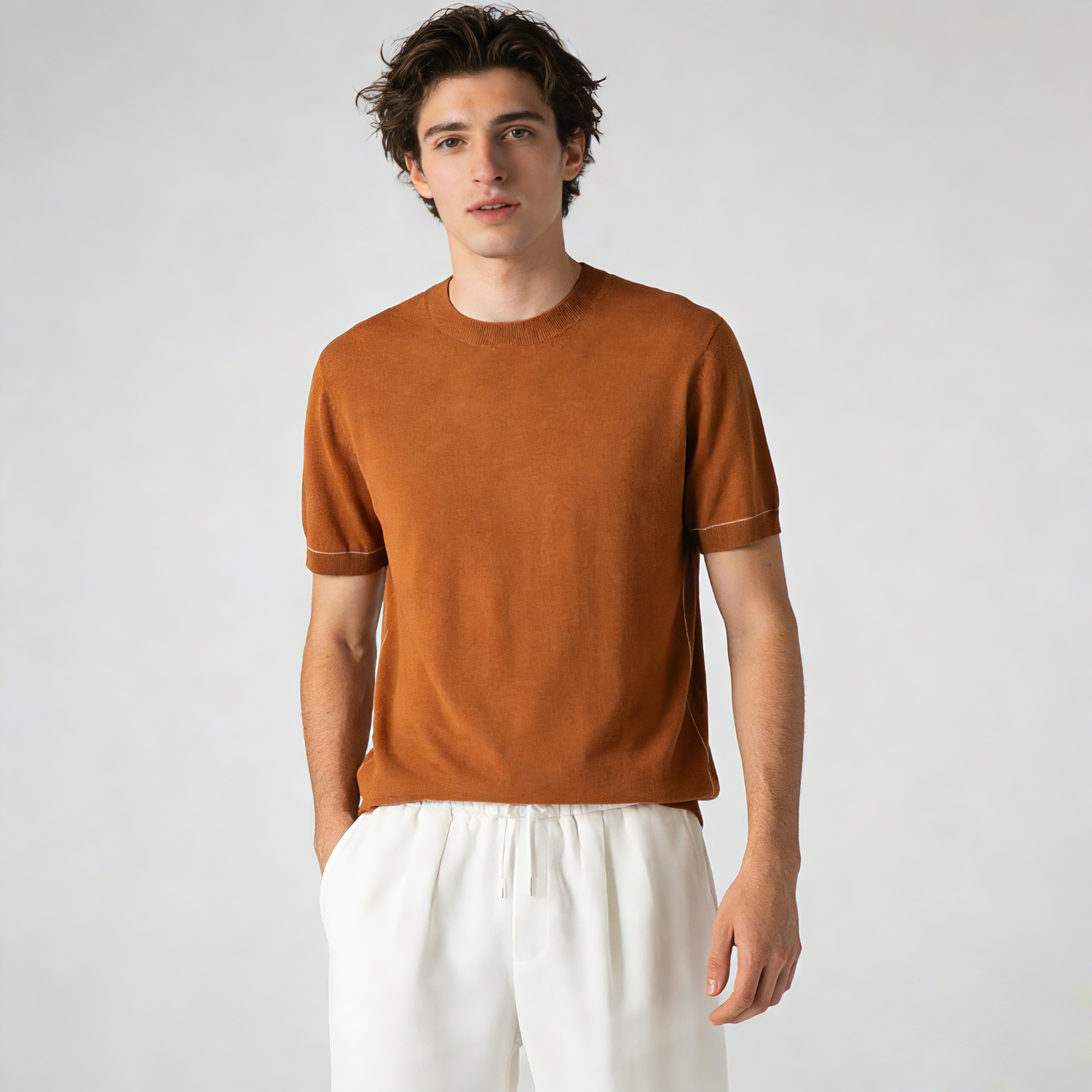 Men's Silk Cashmere Shirt Sweater Crewneck | Spring Summer REAL SILK LIFE