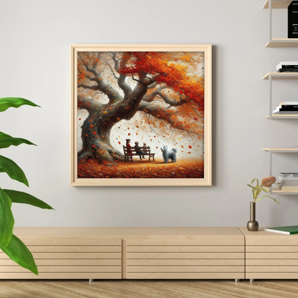 Diamond Painting - Full Round Drill - Autumn Tree Dog(Canvas|40*40cm)