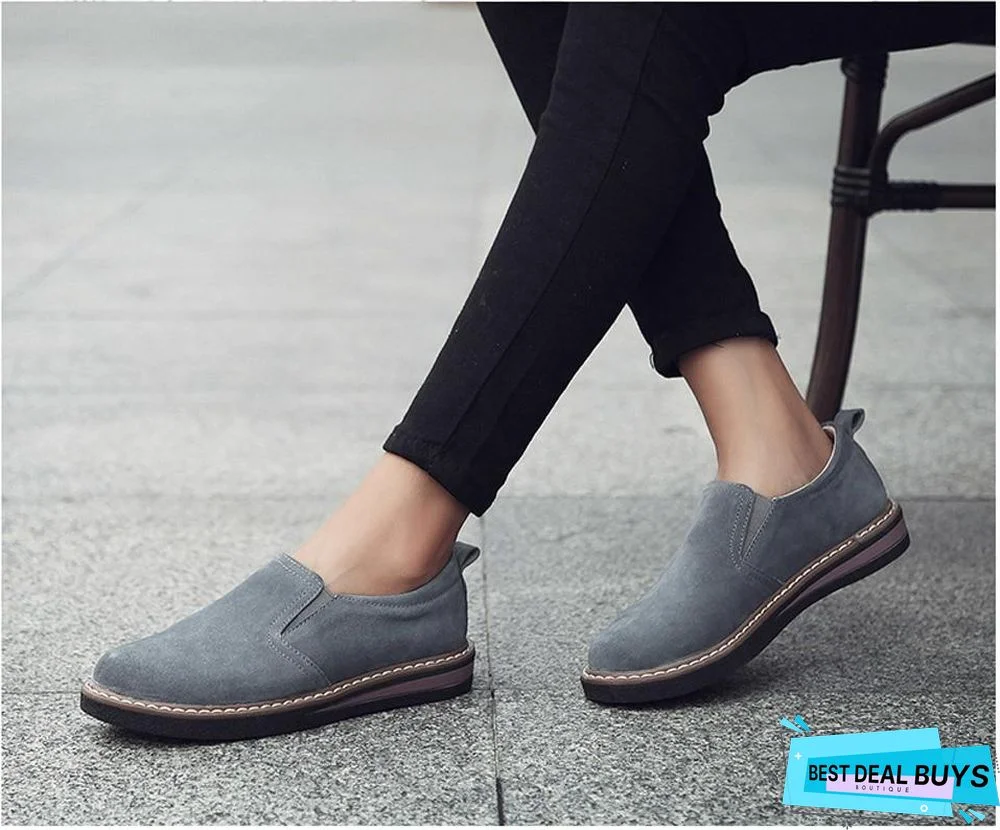 Women Moccasins Flats Genuine Leather Slip On Suede Loafers Shoes