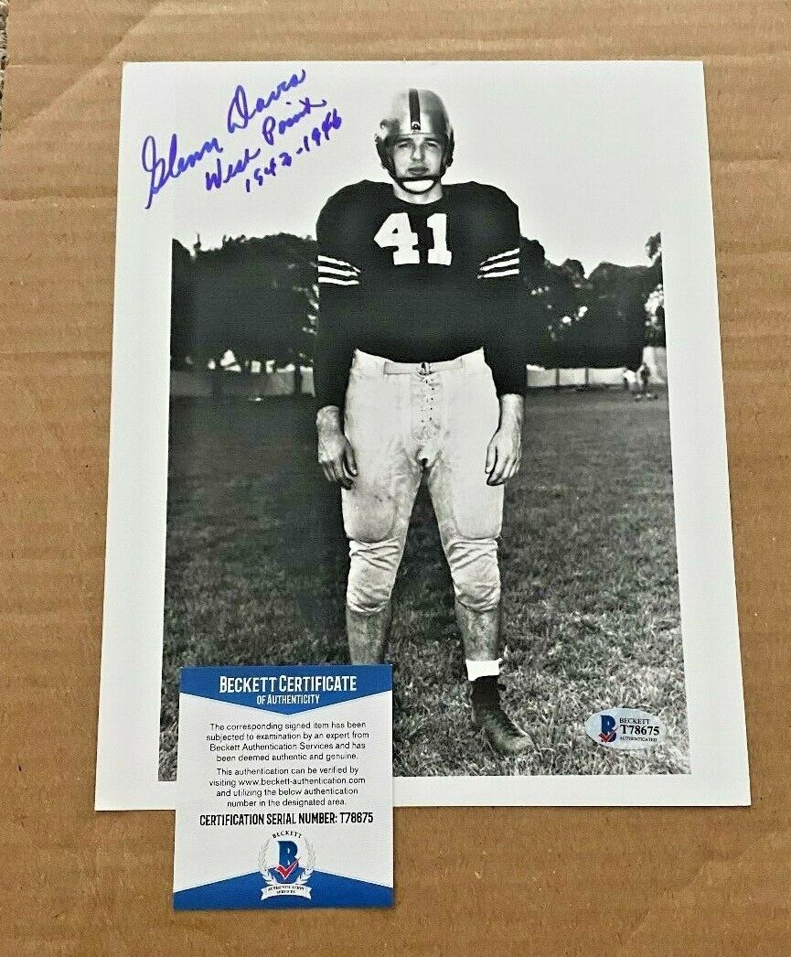 GLENN DAVIS SIGNED 8X10 ARMY BLACK KNIGHTS Photo Poster painting BECKETT CERTIFIED