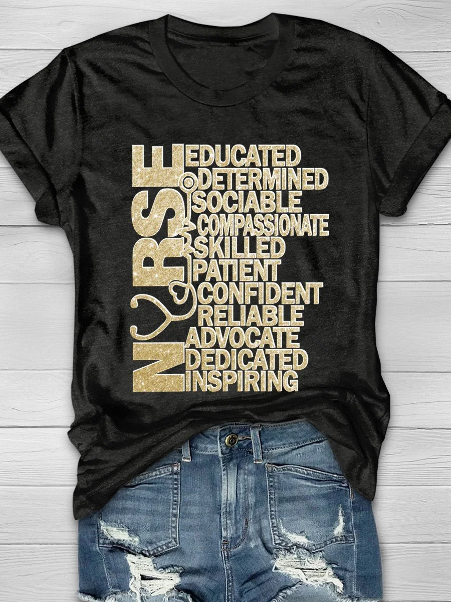 Nurse Print Short Sleeve T-shirt