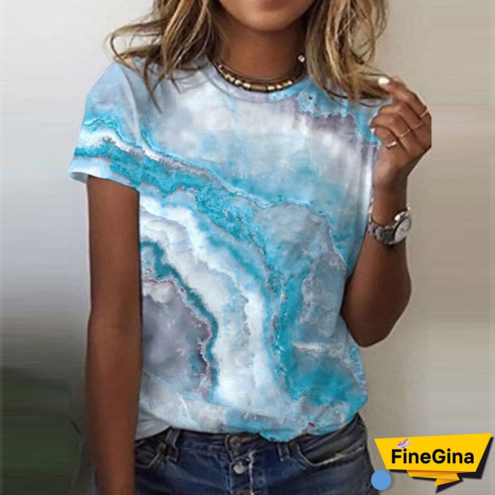 Ocean Dream Blue Marble Print Top