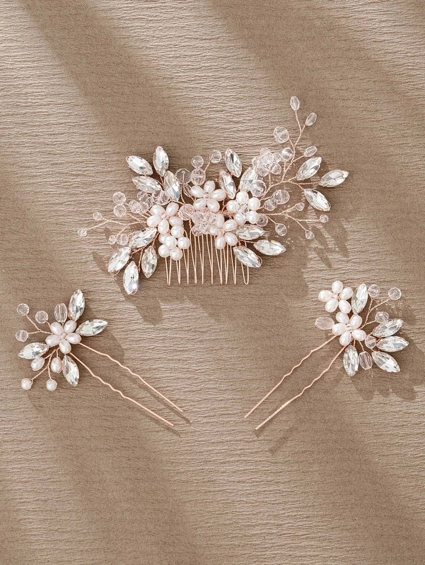 Retro Flower Alloy Inlay Rhinestones Hairpin