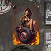 Pin up girl - Panneaux en &eacute;tain m&eacute;tallique(20*30cm/30*40cm) - Garage