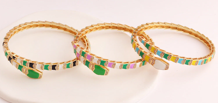 Hip Hop Snake Snake Copper Electroplating Bangles