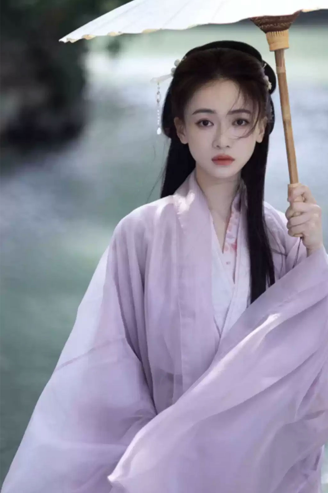 Wei Jin Dynasty Purple Hanfu Dress with Floral Print and 4-piece Set - ziling 紫菱 Stupa Stones