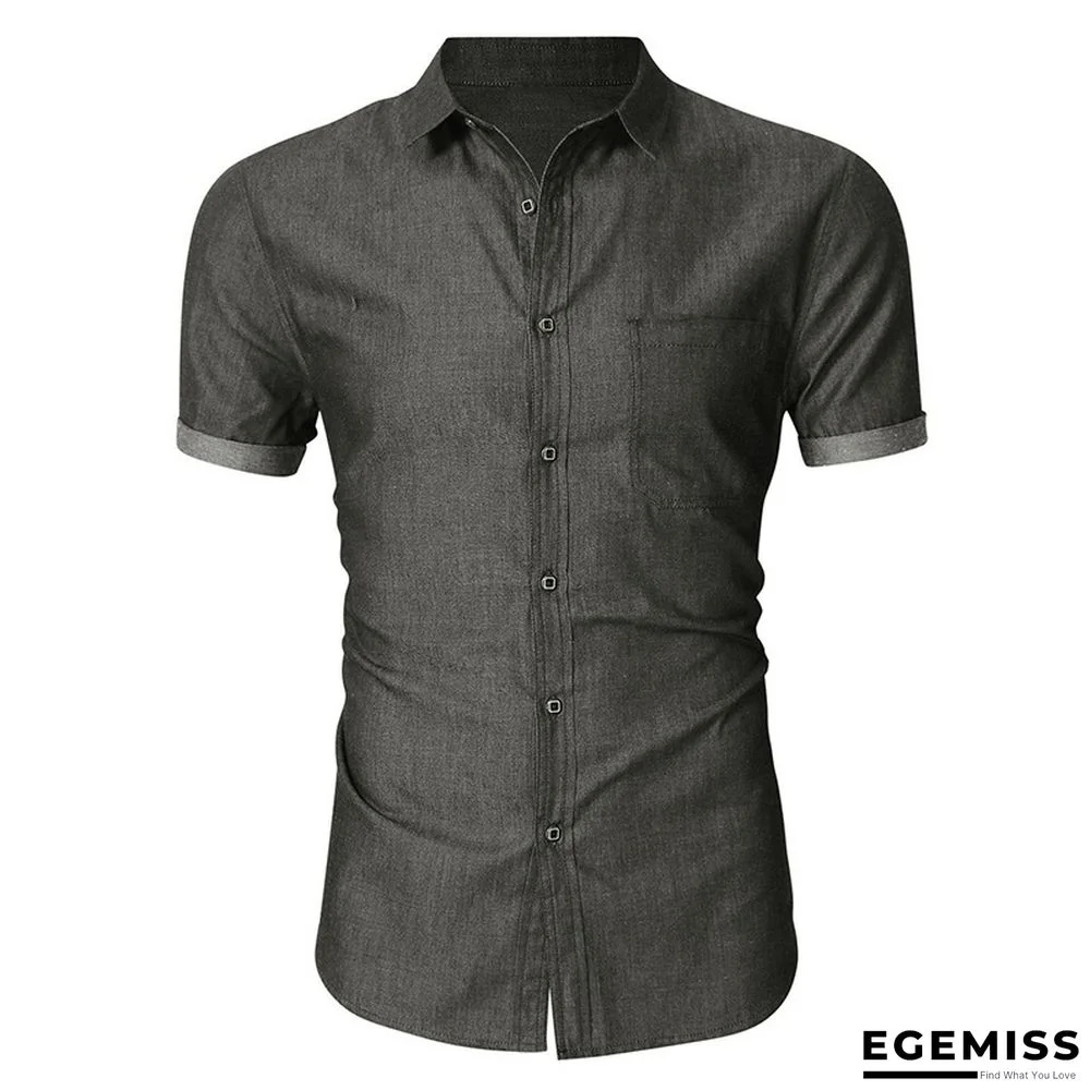 Business Men's Jeans Short Sleeve Shirt Non Iron Casual Men's Shirt | EGEMISS