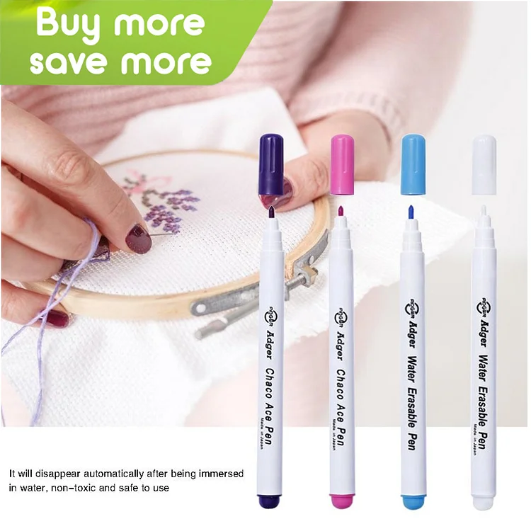 4pcs Water Erasable Pens Fabric Marking Pencil Grommet Ink Soluble Markers (5.91x0.39in)