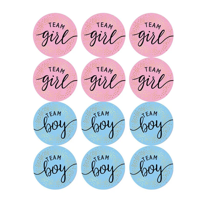 60/120pcs Team Boy Team Girl Stickers Boy or Girl Sticker for Gender Reveal Party Decoration Baby Shower Supplies Gift Box Label