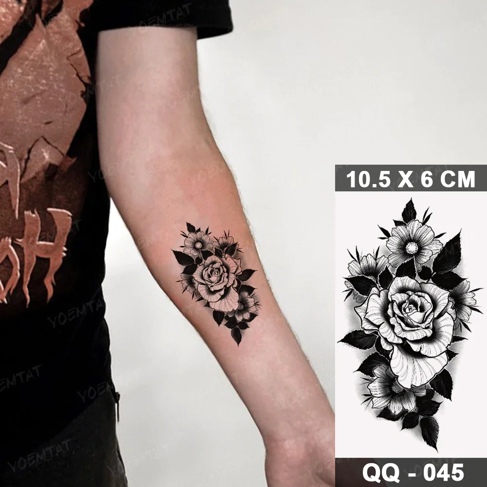 Sdrawing Plant Waterproof Temporary Tattoo Sticker Woman Girl Man Color Flower Flash Tatoo Ankle Body Art Transferable Fake Tatto