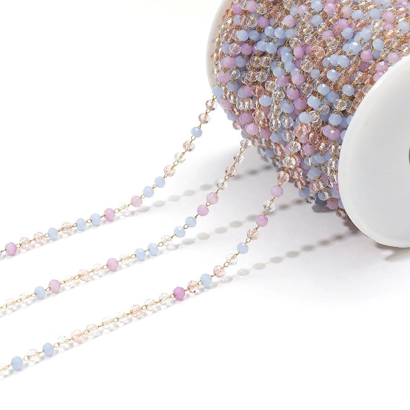 3mm Stainless Steel Amethyst Bead Chain Handmade Chain Tassel Decorative Chain DIY Necklace Bracelet Jewelry Accessories