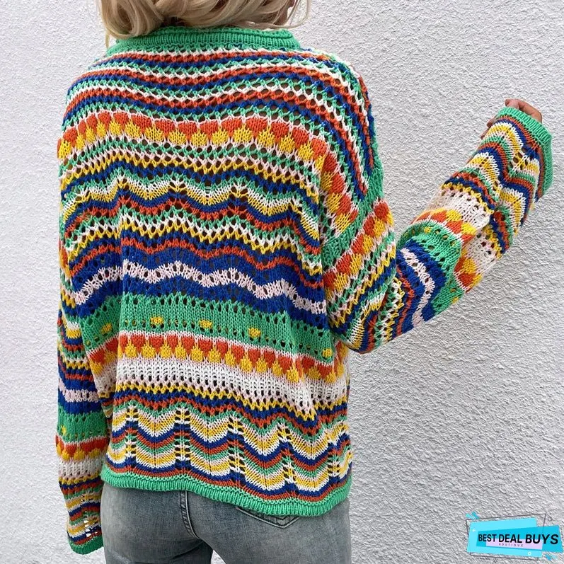 Colourful Striped Knit Sweater