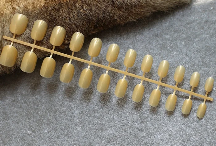 24pcs new product Brow sales Nude color false nails Blue long rose red oval head fake nail pink candy color gray Full set purple-Nail Inspo