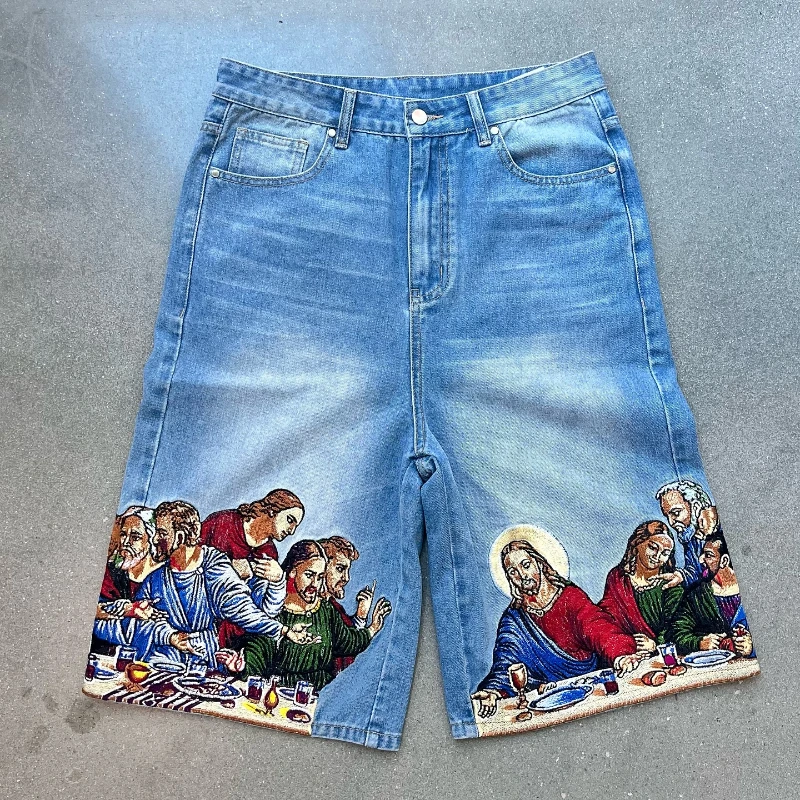 Russellthebrand Panoramikptv Y2K Outfits – Mens and Womens Gothic Graffiti Shorts for Retro Streetwear  