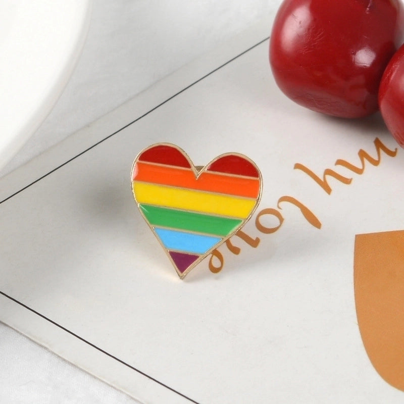 Fashion Pin Rainbow Heart Shape Alloy Stoving Varnish Unisex Brooches