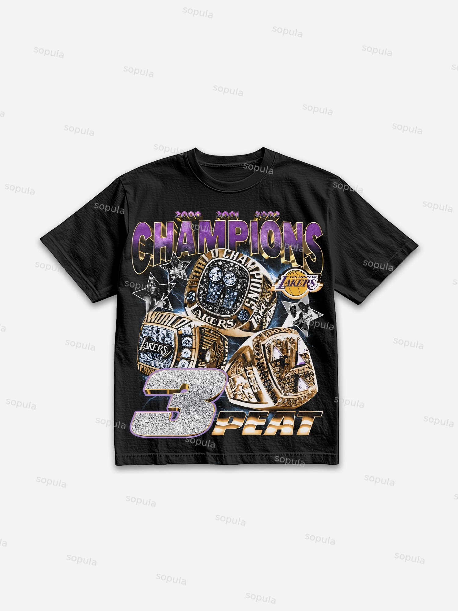 Lakers Dynasty The 3-peat Legacy Vintage Graphic Cotton T-shirt - SOPULA