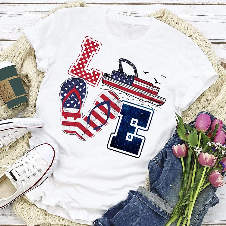 Independence Day Print Love Letter T-shirt-Annaletters