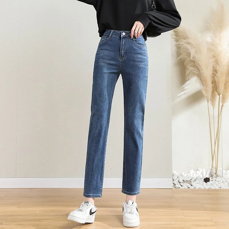 Denim Casual High-rise Shift Pants QueenFunky