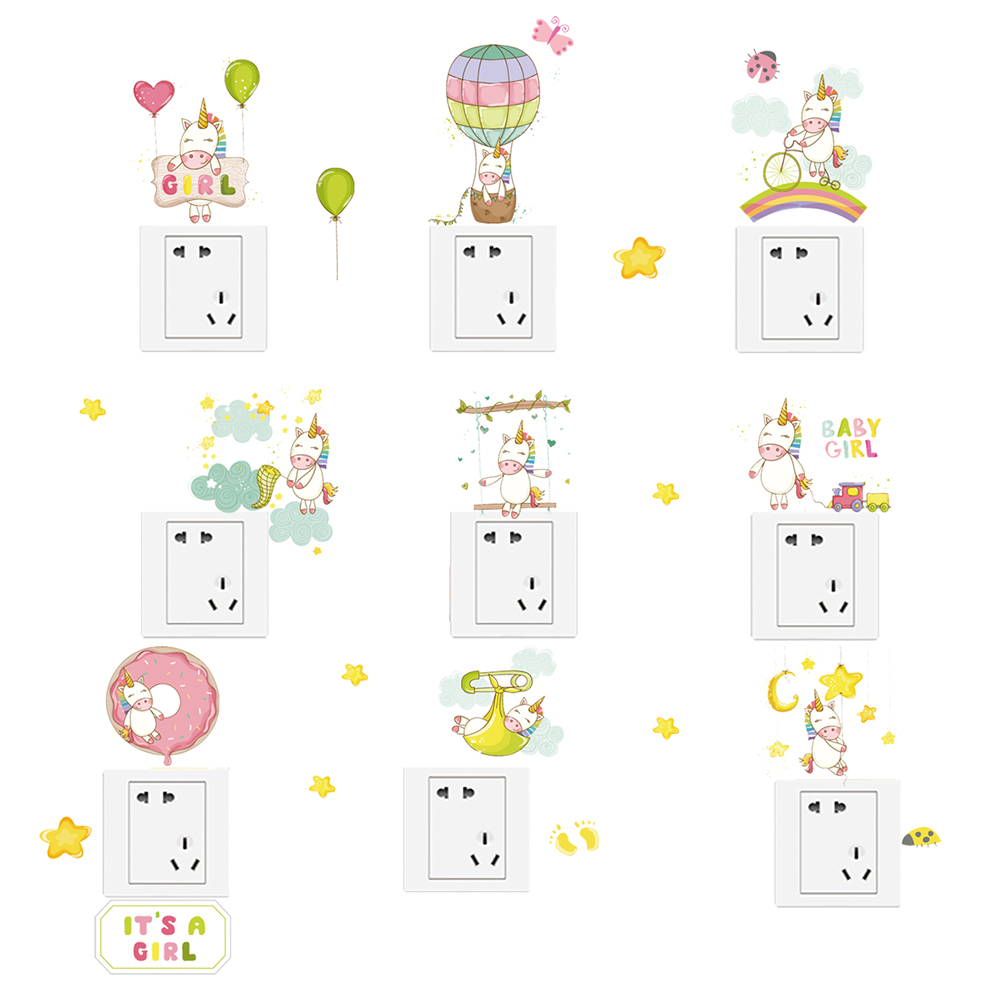 

Cute Horse Switch Wall Stickers DIY Cartoon Outlet Decal for Living Room, 501 Original