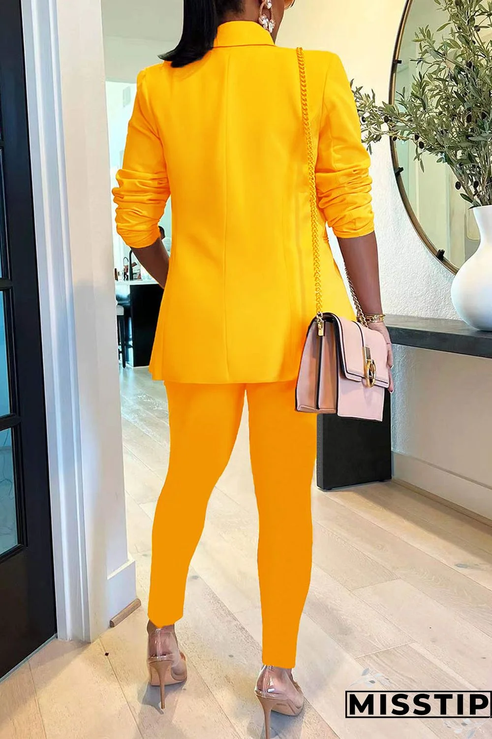 Black Casual Solid Patchwork Turn-back Collar Long Sleeve Two Pieces