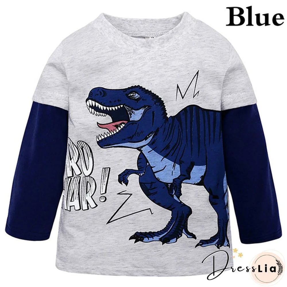 Cartoon Dinosaur Boys Long Sleeve T Shirt Children Kids Boys Spring Autumn Cotton Tops
