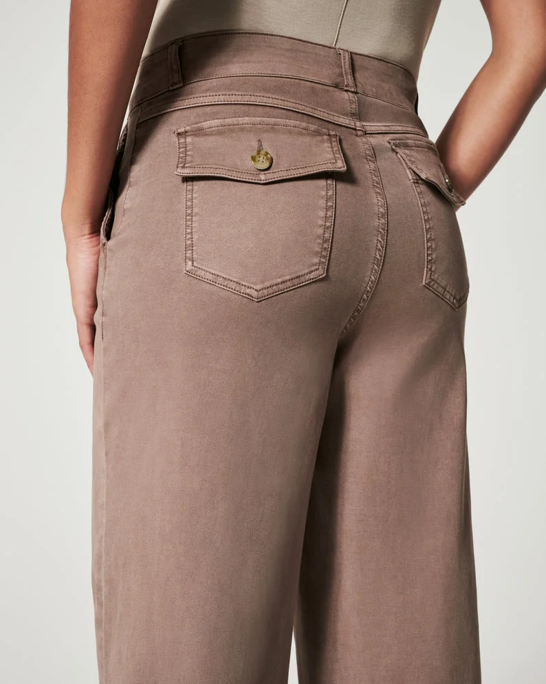 Stretch Twill Cropped Wide Leg Pants