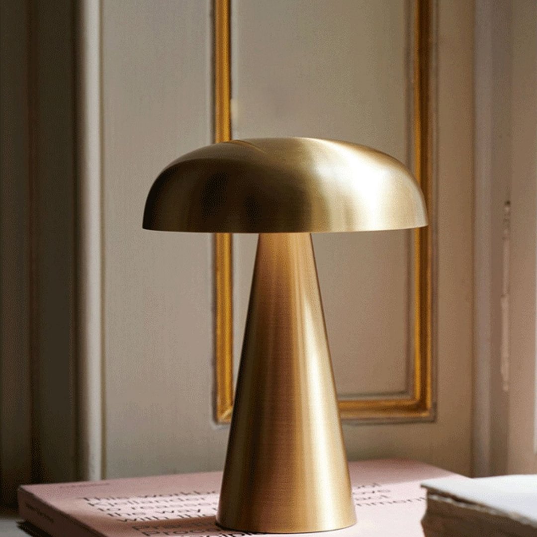Danish Creative Mushroom Dome Iron LED Rechargeable Dimmable Touch Table Lamp - vzzhome