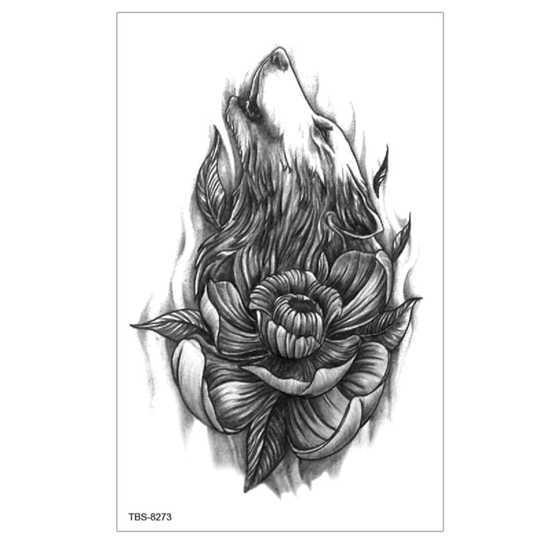 Waterproof Temporary Tattoo Sticker Lion Wolf Tiger Forest Tattoos Girl Mermaid Body Art Arm Fake Sleeve Tatoo Women Men