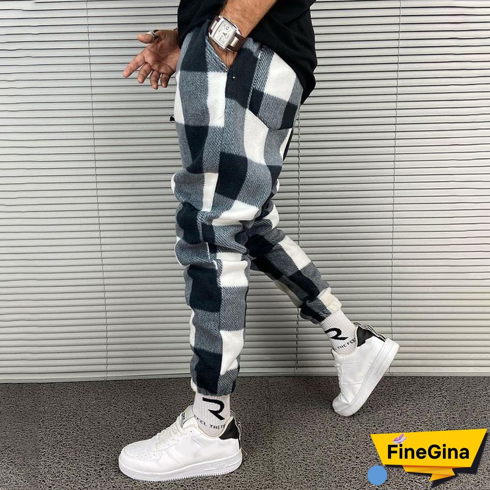 Check Textured Sports Sweatpants