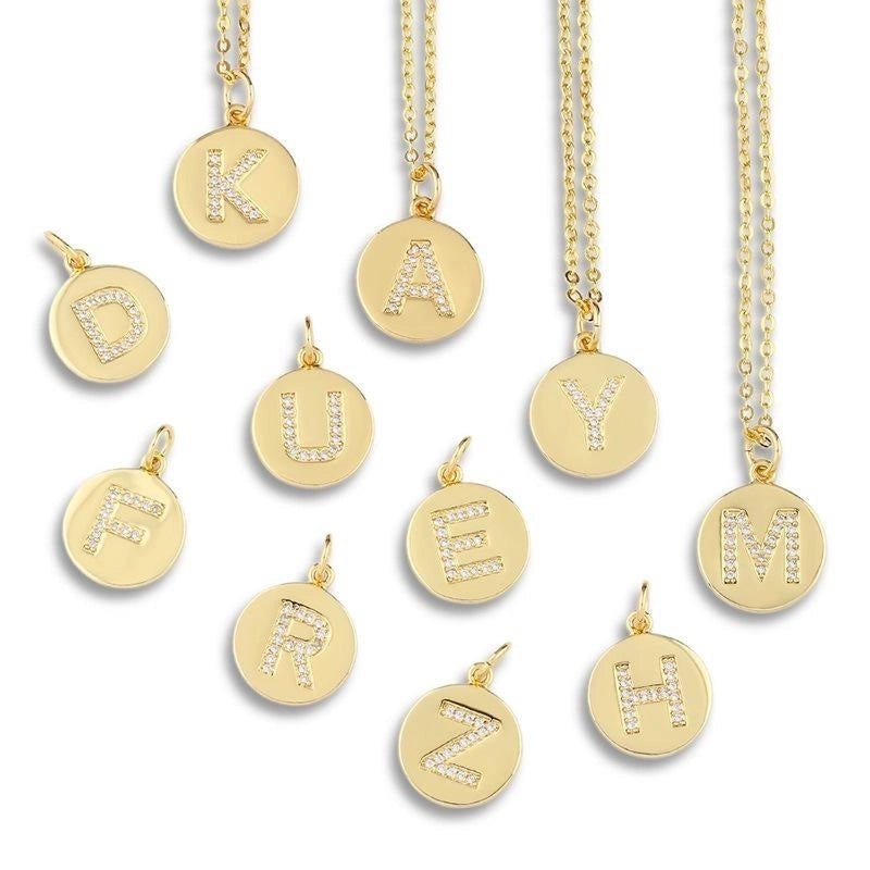 Alloy Inlaid Zircon Letter Necklace