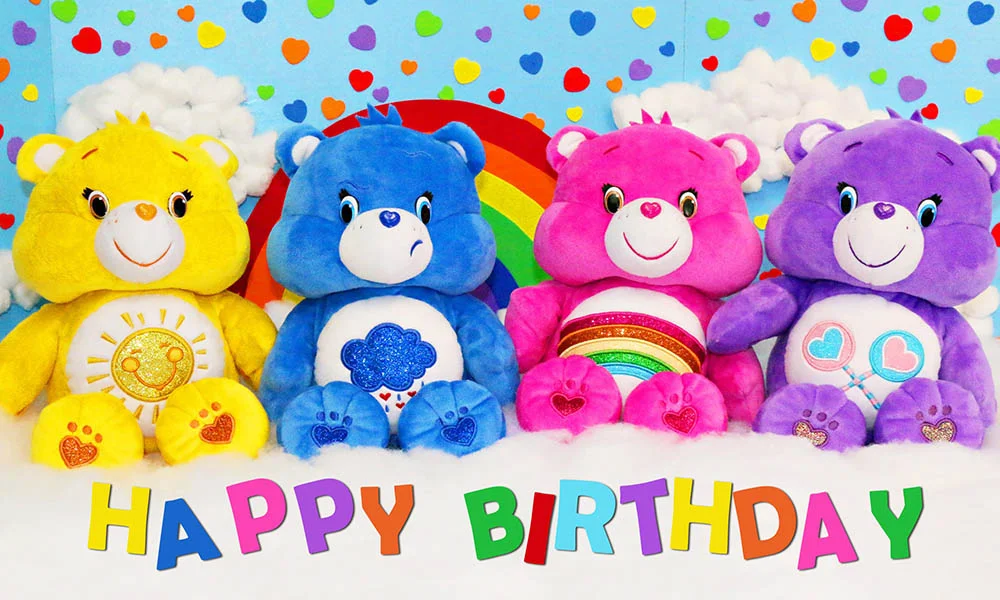 Rainbow Toy Bear Cartoon Theme Happy Birthday Backdrop RedBirdParty